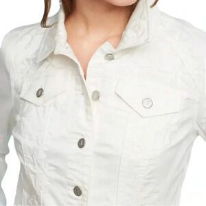 Pilcro And The‎ Letterpress Embroidered Jean Jacket, White, Women’s Size XS